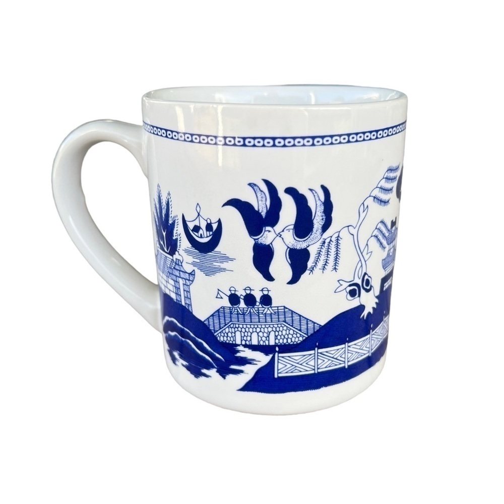 Vintage Blue Willow Coffee Tea Mug Blue White Unmarked